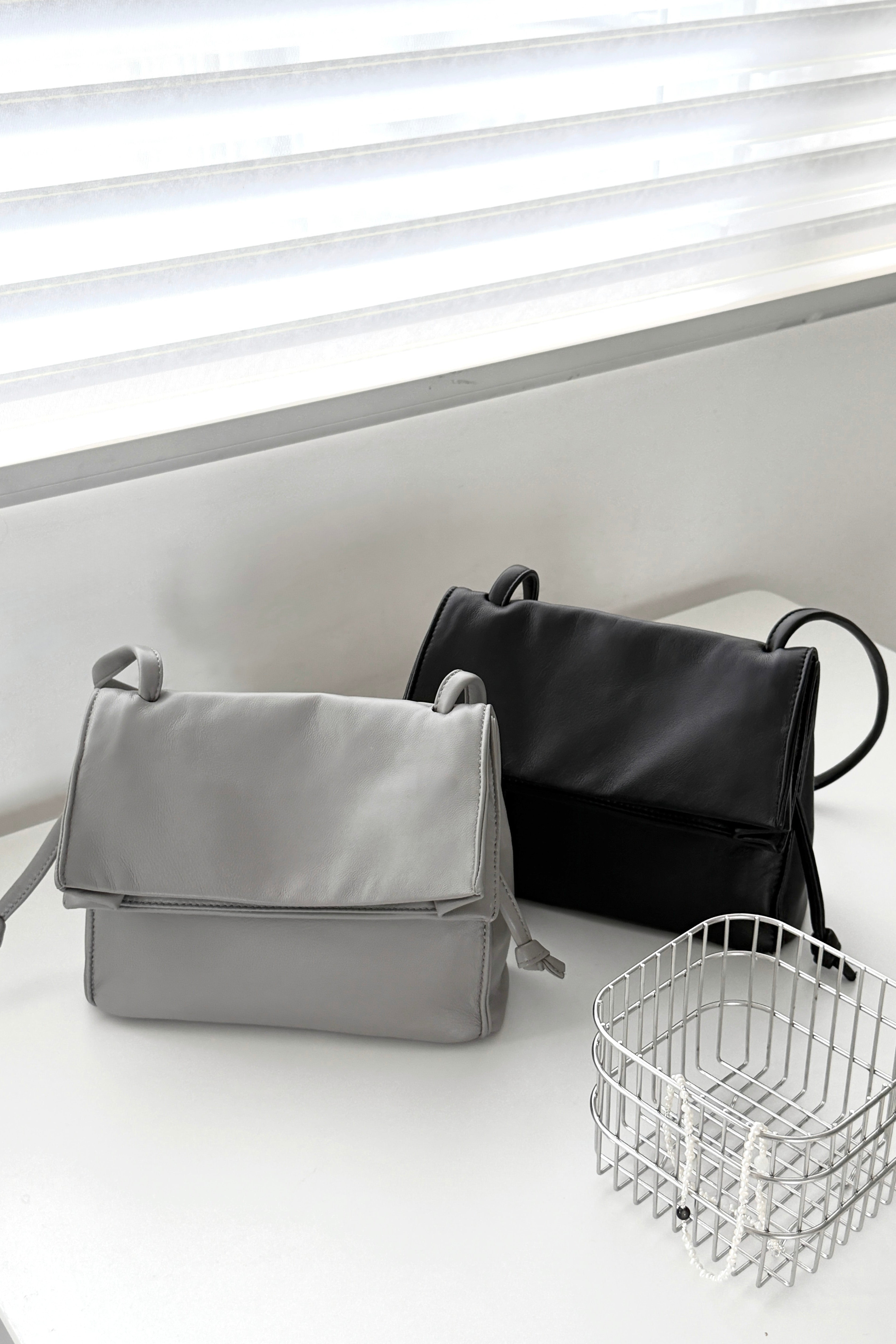 Folding Soft Leather Crossbody Bag
