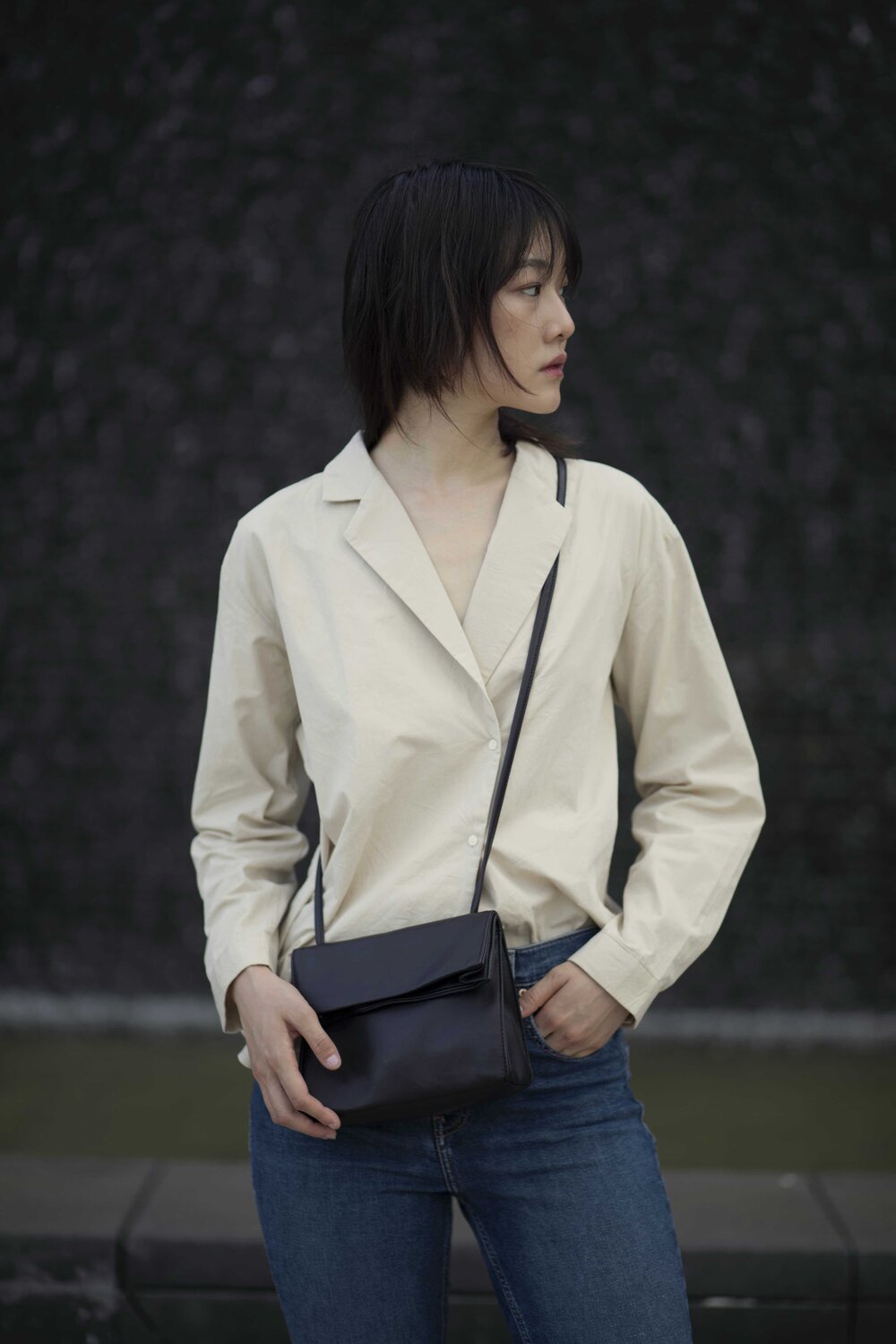 Folding Soft Leather Crossbody Bag