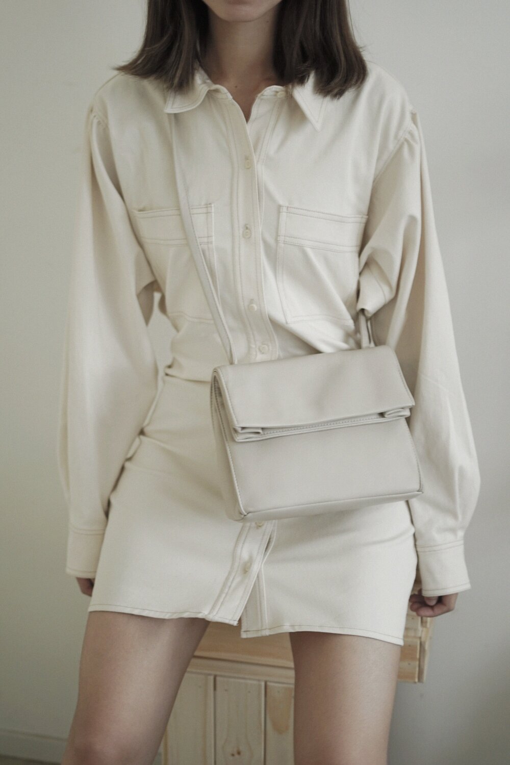 Folding Soft Leather Crossbody Bag